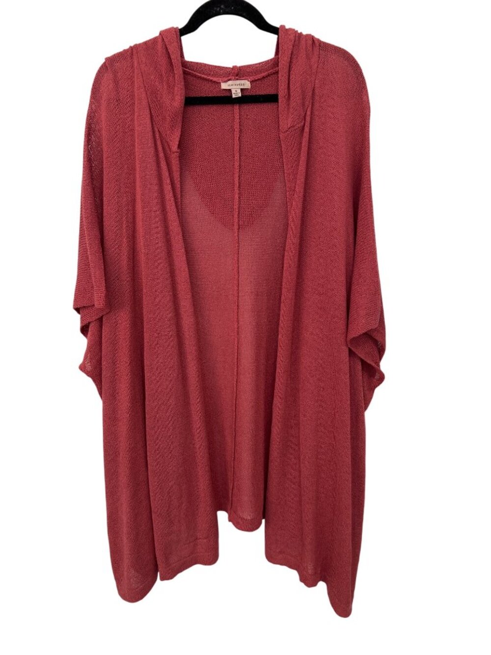 Remixmess Cardigan Duster Small Open Knit Open Front Hooded Top Rose Pink NEW
